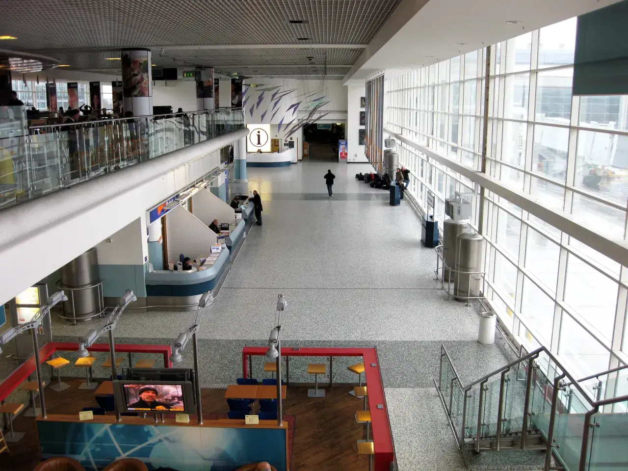 Coach pick-up point at Birmingham Airport for group transfers