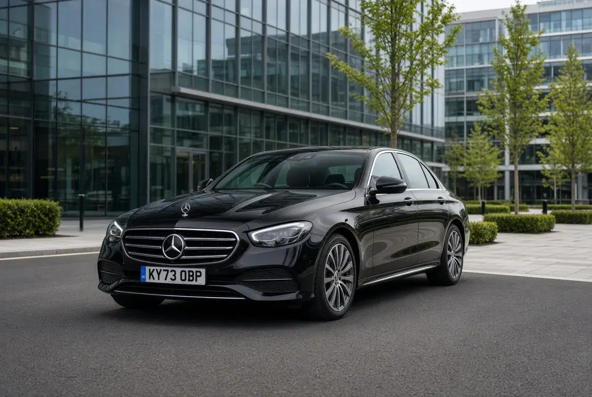 Executive chauffeur car for senior staff or clients travelling alongside the main away day coach