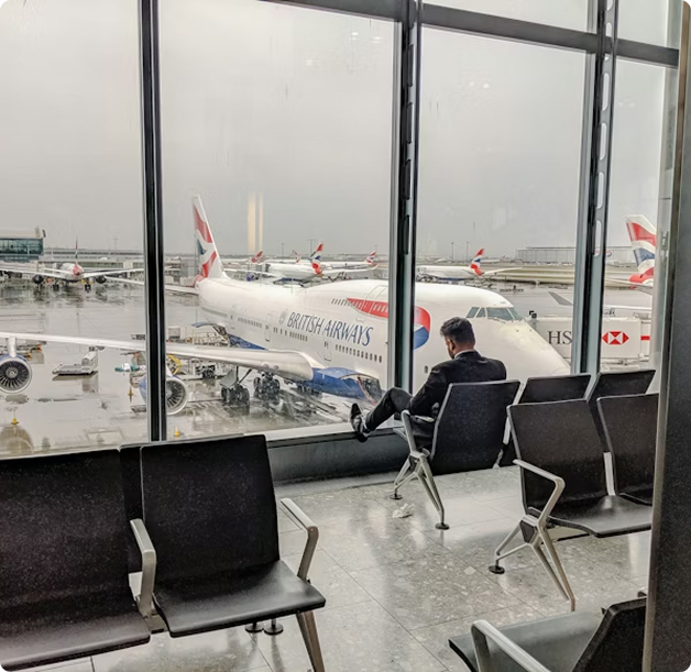 East Midlands Airport EMA single terminal building — coach drop-off area
