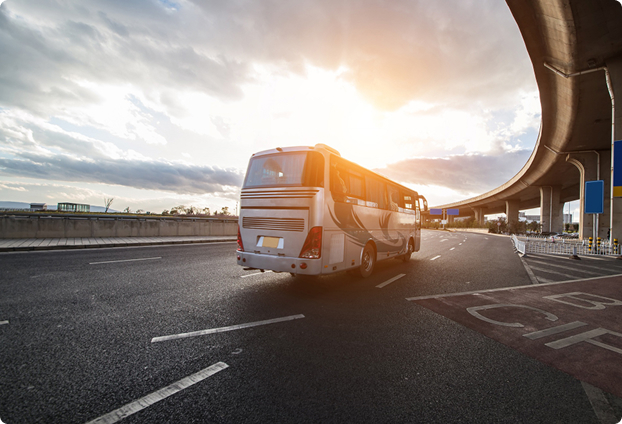Coach at East Midlands Airport terminal
