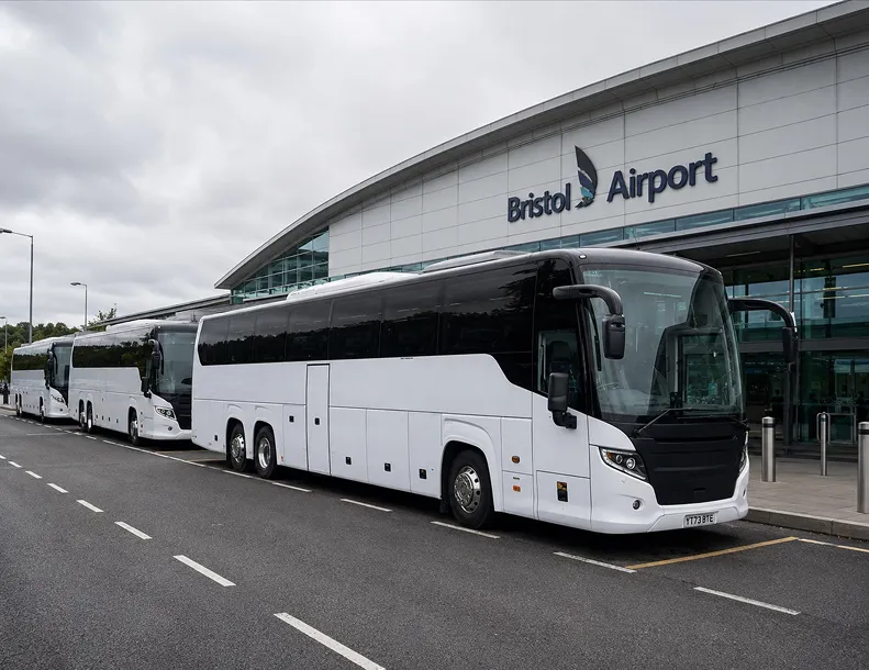 Bristol Airport BRS single terminal building — coach drop-off area